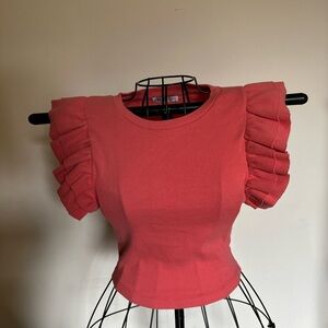 Ruffled Sleeve Pink Top